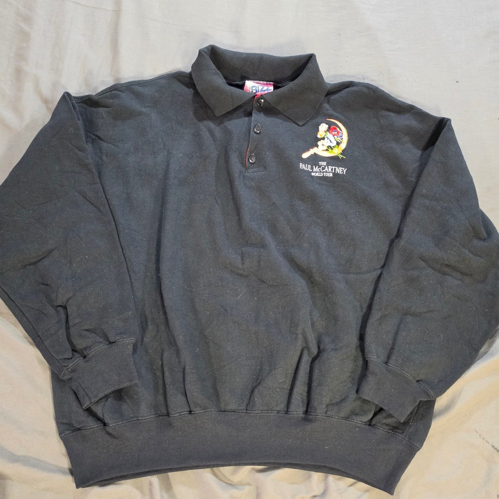 Paul McCartney World Tour Polo Sweatshirt The Bizz London Black XL Vintage 1989